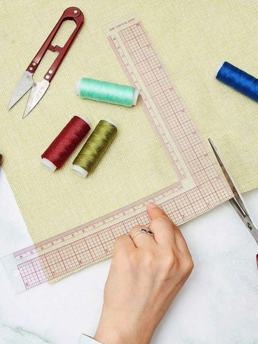 1 del professionellt sy-linjalsätt – L-vinkelhake, fransk kurvlinjal och 90-graderslinjal för precisionsmönsterkonstruktion och design av klädesplagg – slumpmässig stil - Linjal - Visa 1