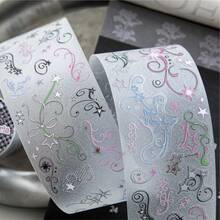 50mm*1.5m Small Fresh Floral Vine PET Waterproof Washi Tape With Star & Musical Note Pattern, Versatile DIY Journal Background Decor, Collage Craft Material, Holiday Present, Personalized Planner Stationery, Back To School Must Have - Round - View 7