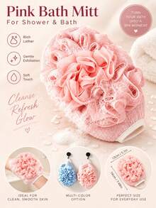 3pcs--2-In-1 Bath Scrubbing Towel & Bath Sponge, Bathing Gloves, Soft Exfoliating Surface, Suitable For Body, Face, Spa And Massage - With Hook For Convenient Storage - Black, Suitable For Bathroom And Salon - Multicolor - View 8