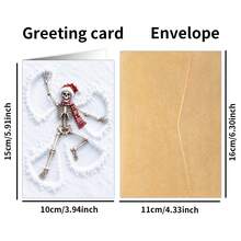 1pc Funny Christmas Skeleton Greeting Card With Envelope, Unique Winter Holiday Wishes Card For Friends, Family & Colleague, Festive Christmas Card, Xmas Gift, Perfect For Christmas Celebration - A - View 2