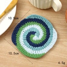 1pc Handmade Crochet Spiral Coaster Set, Colorful Striped Heat-Resistant Non-Slip Reusable Drink Mat, Bohemian Style Coffee Tea Cup Coaster, Autumn Home Kitchen Dining Table Decor, Christmas Thanksgiving Holiday Gift And Daily Use, Room Decoration - Multicolor - View 9