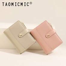 Women's PU Textured Patchwork Bifold Wallet, Snap Closure, Zipper Coin Pocket, Multiple Card Slots And Photo Slot - Multicolor - View 9