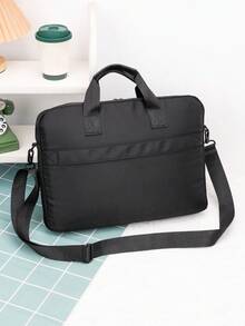 Business Briefcase For Work, Premium Luxury Style, Document Storage, Handheld Canvas Laptop Bag, Commuter Crossbody Bag With Trolley Strap - Multicolor - View 5