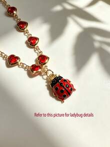 1pc Ladybug Pendant Heart Chain Car Gear Shift Hanging Decoration Steering Wheel Decoration Car Interior Decoration Accessories Car Decoration - A - View 5