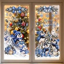 1/6pcs Christmas Window Cling, Static Cling, Reusable, For Living Room Window, Santa Snowman Nutcracker Bear Gift Print, Holiday Window Decor - Christmas Window Film - View 9
