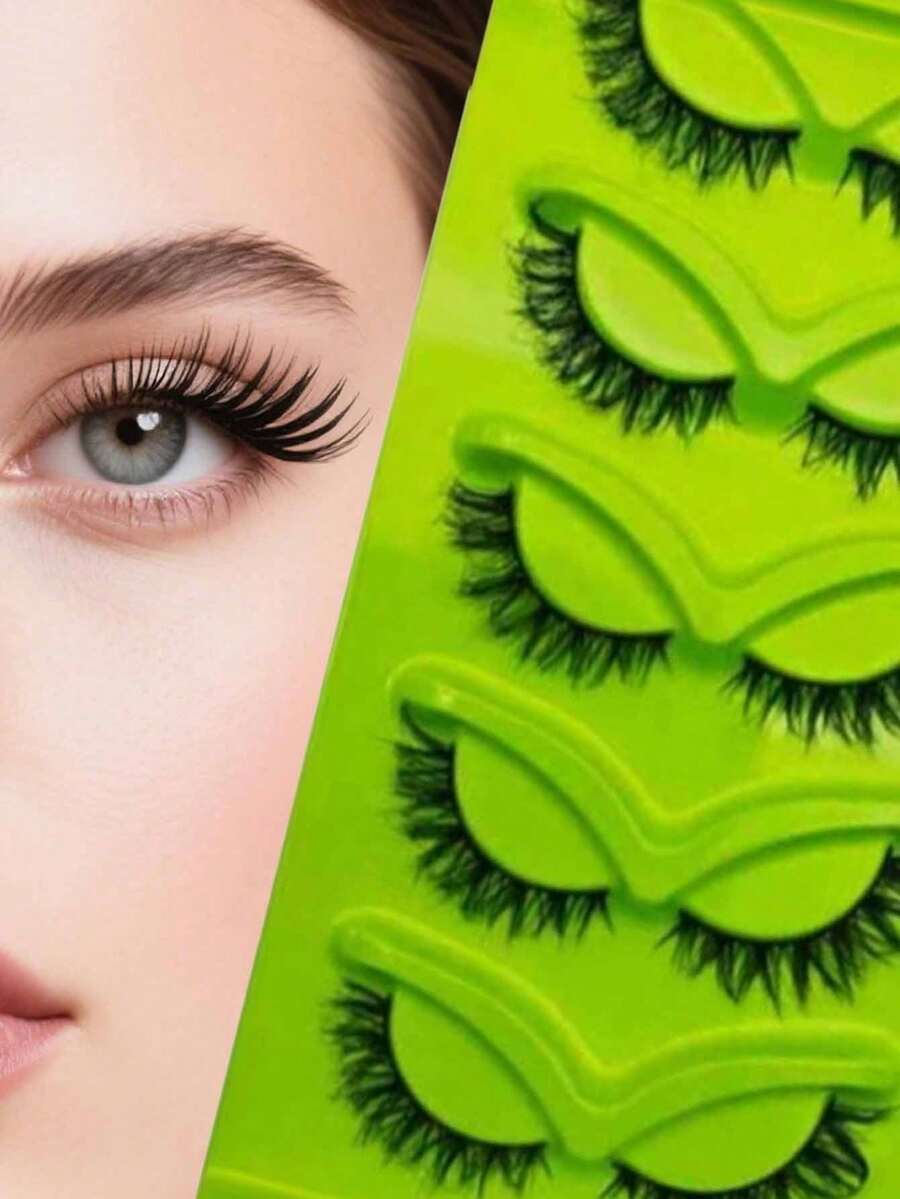 Fox Eye Cat Eyelashes, 5 Pairs Fluffy Winged Lashes, Thick Volume Strip Lashes, Hard Band Lash For Hooded Eyes, For Party Makeup - View 1
