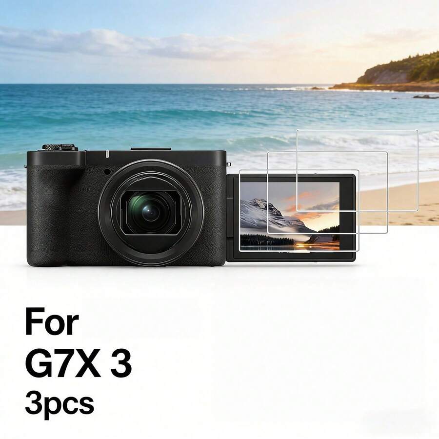 3pcs 0.3mm Ultra-Thin 9H Hardness Tempered Glass Screen Protector For Canon G7X3 Camera, Anti-Scratch, Anti-Fingerprint, Not Waterproof