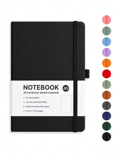 1 Adet A5 Sert Kapaklı Noktalı Defter, 192 Sayfa Bullet Journal, Lastikli ve Kalem Tutuculu Taşınabilir Not Defteri, Yazma, Planlama, Günlük Tutma, Okul, Ofis ve Öğrenim İçin Uygun