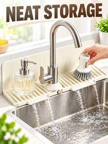 Alas Silikon Pelindung Percikan Keran Dapur, Alas Pengeringan Anti Noda untuk Wastafel Dapur, Rak Pengeringan Dapur, Alas Sabun untuk Wastafel Kamar Mandi, Botol Dispenser, Gelas, Perlengkapan Dapur, Aksesoris Kamar Mandi - A - View 5