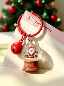 Christmas Snowflake Ball Keychain - Santa Claus, Reindeer And Christmas Tree Pendant With Bell - Small Holiday Gift - Multicolor - View 3