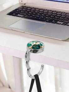 Portable Marble-Patterned Foldable Wallet/Handbag Hook (1 Piece), Coat Hanger/Backpack Hook, Women's Bag/Desk Hook, Student Gift, Birthday Gift. - Army Green - View 4