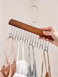 1/3pcs Natural Wood Solid Wood Storage Hanger, 8 Hooks Heavy Duty Upgraded, Underwear Camisole Bag Wardrobe Organizer - Multicolor - View 6