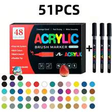 13-63 Colors Professional Art Acrylic Marker Set,Soft Tips,Suitable For Painting,Sketching Coloring,Perfect Great Gift For Friends,Back To School - Multicolor - View 11