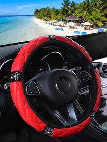 MEIKAXIU 1pc Comfortable Artificial Sheepskin Rhinestone Crown Bling Bling Shiny Car Steering Wheel Cover Without Inner Ring, Suitable For 14.5-15 Inch Car Interior Accessories - Soft Leather Crown - View 10