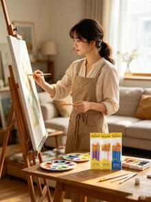 10 قطع مجموعة فرشاة رسم بمقبض بلاستيكي جديد، رسم زيتي، رسم مائي، مجموعة فرشاة فن يدوي / تسرب الغراء الطفيف لا يمكن تجنبه - متعدد الألوان - مشاهدة 10