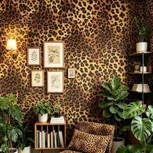 1 Roll 45CM Wide Leopard Print Wallpaper, Self-Adhesive Removable, Suitable For Bedroom, Cabinet, Living Room Furniture Renovation, Easy To Apply And Remove - Brown - View 4