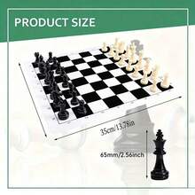 2 Pieces Set Of Transparent Crystal Style Plastic Chess Pieces And Foldable Rubber Chessboard Set, Portable And Rollable Chess, Family Outdoor Travel Board Game - Multicolor - View 7