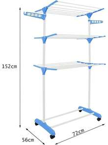 Telescopic Clothes Drying Racks - Blue - View 2