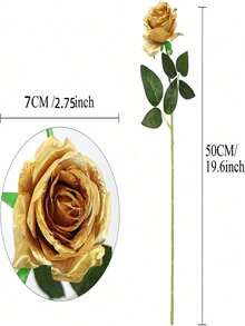 1/5/12/20 Pcs Gold 20-Inch Valentine's Day Gift Flowers Artificial Roses, High-End Artificial Roses, Suitable For Home Decor, Wedding Decor, Bridal Bouquets, Wrist Flowers, Bouquet Making. Suitable For Home, Restaurant - Gold - View 2