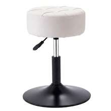 Adjustable Height Swivel Vanity Chair For Makeup - PU Leather Padded Stool With 360° Rotation - White - View 6