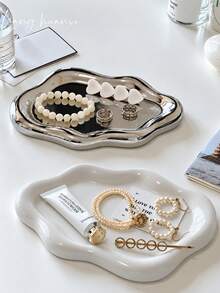 Elegant Cloud-Shaped Single-Layer Luxury Jewelry & Perfume Display Tray, Jewelry Storage Dish, Suitable For Living Room, Office, Key Storage, Christmas, Thanksgiving Gift, Fashion Storage, Holiday Gift Celebration, Room Decor, Bathroom Decor - Multicolor - View 2