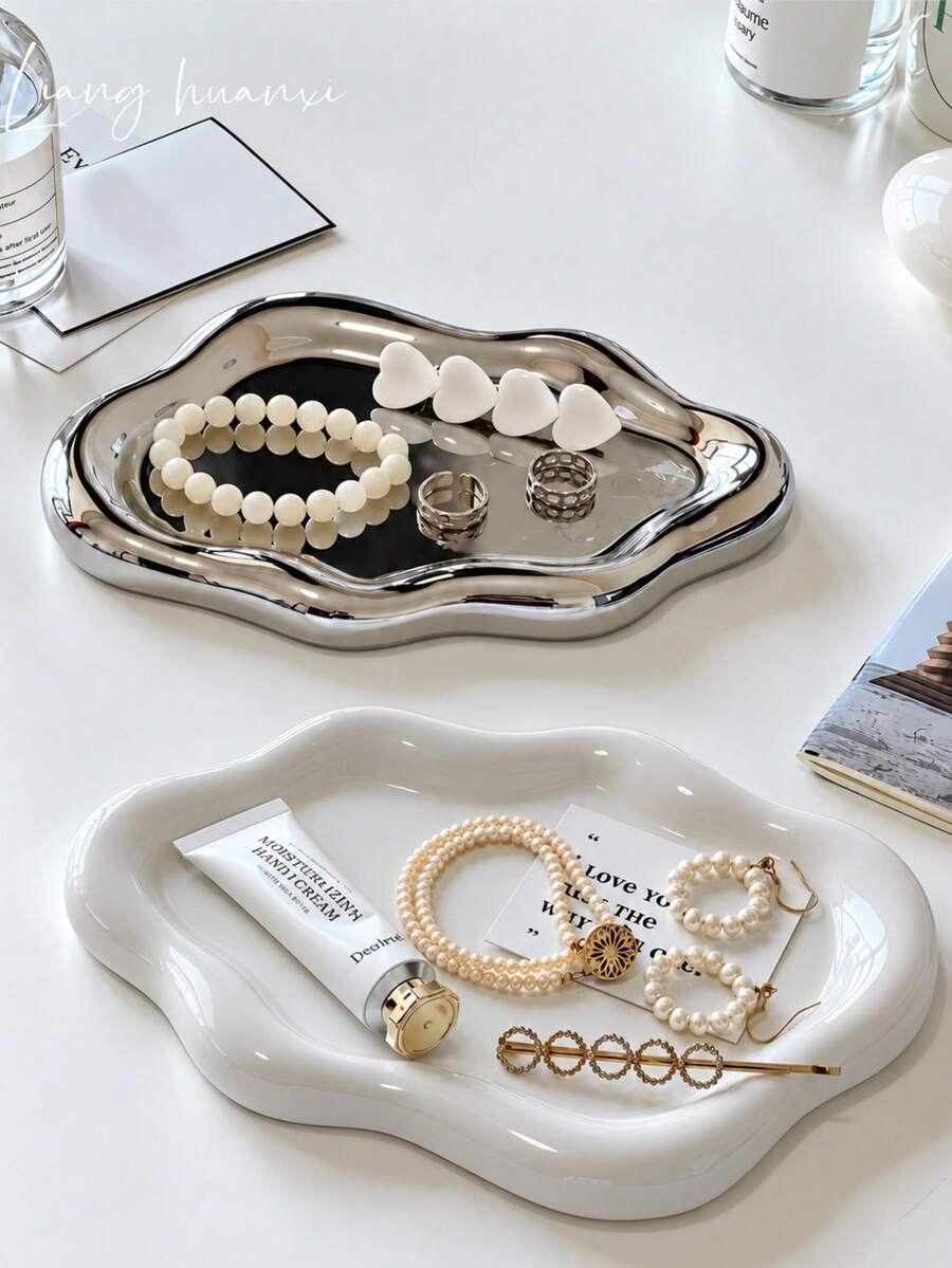 Elegant Cloud-Shaped Single-Layer Luxury Jewelry & Perfume Display Tray, Jewelry Storage Dish, Suitable For Living Room, Office, Key Storage, Christmas, Thanksgiving Gift, Fashion Storage, Holiday Gift Celebration, Room Decor, Bathroom Decor