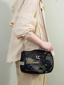 Mesh Cylinder Doll Storage Bag, Breathable Transparent With Shoulder Strap Organizer Bag, Suitable For Baby Blocks, Dolls And Parenting Sundries - Multicolor - View 6