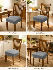 Non Slip Dining Chair Cover Easy To Install Elastic Chair Cover For Office And Home Chairs Dining Chair Seat Cover Simplify Daily Furniture Cleaning For Daily Home Dining Use Decoration And Back To School Or Holiday Family Living Room Home Decor - A - View 8