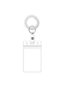 Clear ID Badge Holder Keychain With Coil Wristband & Carabiner Clip,Portable Card Holder,Card Pouch,Transparent Card Protector For Nurse Teacher Work - Multicolor - View 14