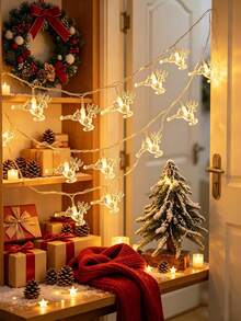 Christmas LED Reindeer String Lights, Suitable For Christmas Tree, New Year, Curtain, Indoor, Party, Bedroom Decoration, Battery Box Powered (Batteries Not Included), New Year Gift, Christmas Decoration Atmosphere Light - S1 Reindeer String Lights - View 9