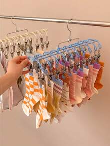 20pcs Metal Clothes Clips Drying Rack, Home Socks & Underwear Drying Rack, Rust-Proof Multi-Functional Balcony Clothes Clips Rack, Portable Small Item Drying Stand, Student Dorm Space-Saving Clothes Clips Storage Rack, Wind-Proof Design, Suitable For Drying Socks, Underwear, Gloves, Scarves, Sturdy & Durable Multi-Clip Clothes Hanger, Practical Home Drying Accessory - View 4