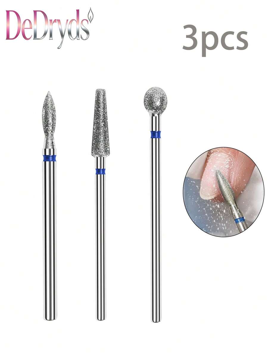 DeDryDS 3件組美甲工具套組:多功能俄式美甲前處理工具,可用於去除死皮、雕刻與拋光,錐形美甲磨頭角質清除鑽頭 - 彩色 - 查看 1