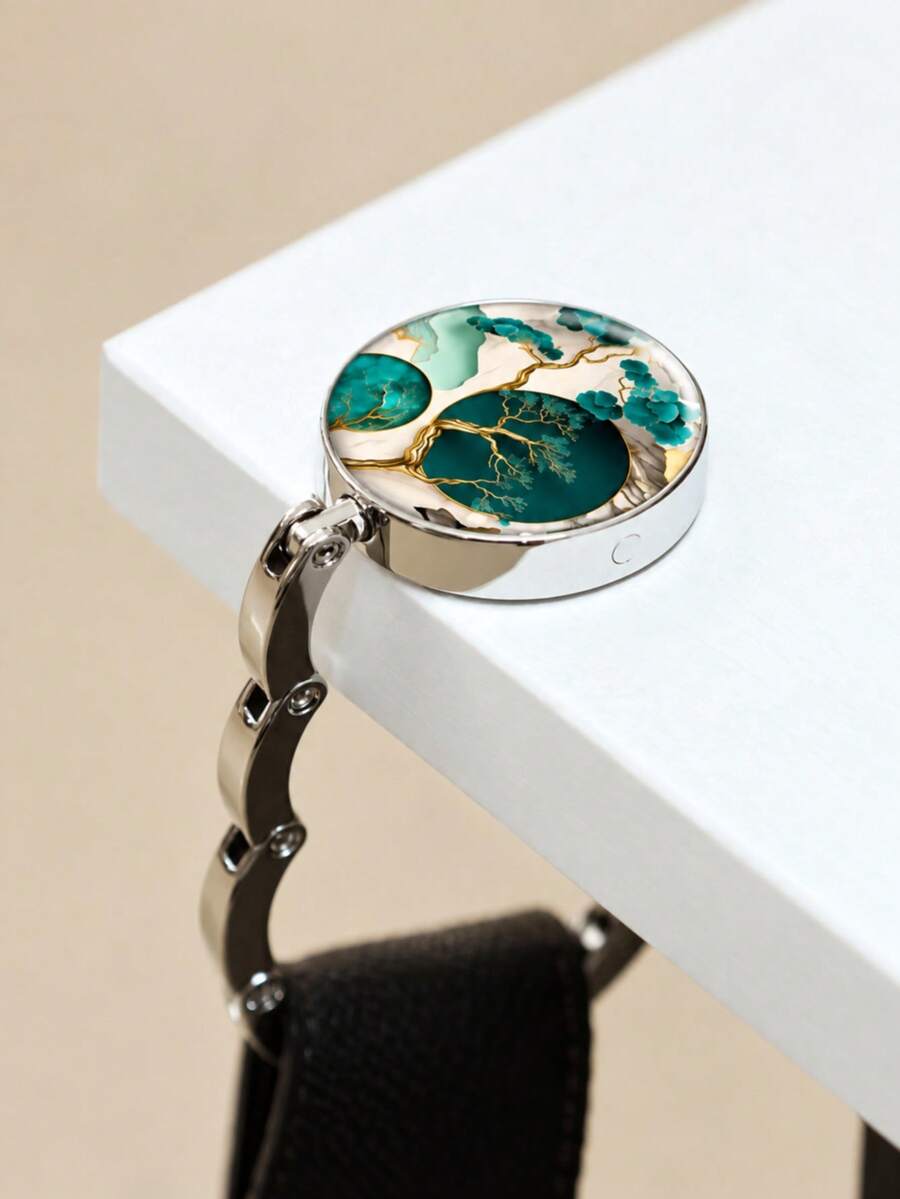 Portable Marble-Patterned Foldable Wallet/Handbag Hook (1 Piece), Coat Hanger/Backpack Hook, Women's Bag/Desk Hook, Student Gift, Birthday Gift. - Army Green - View 1
