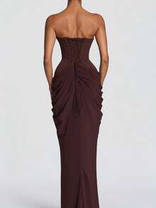 Women Long Dresses - Coffee - View 9