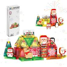 Christmas Themed Magnetic Building Blocks Set, DIY Magnetic Building Blocks Construction Toy, Educational Building Blocks Toy, Portable Magnetic Building Blocks, Structural Cognition, Learning Assembly/Construction/Building, Cultivating Creativity And Spatial Thinking, Parent-Child Interaction Makes Games More Interesting And Interactive, Suitable For Boys And Girls Aged 3 And Above As Birthday Gift, Learning Gift, Christmas Gift, New Year Gift, Valentine's Day Children's Gift, Valentine's Day Decoration - Multicolor - View 12