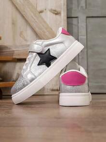 Kids Casual Colorblock Campus Versatile Fashion Hook & Loop Sneakers - Silver - View 3