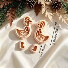 Christmas Theme Polymer Clay Cutter, Christmas Duck, Bow, Candy Cane Shaped Clay Mold Set, Christmas Atmosphere Earring Making Tools, Soft Clay Jewelry Making Mold - Apricot - View 8