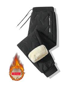 Men's Thickened Cashmere Ankle Pants With Portable Zipper Pockets, Suitable For Winter Outdoor Hiking And Jogging - Black - View 7