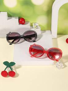 2pcs 3-8Y Girls Cute Bowknot Glitter PC Frame Fashion Eyeglasses For Party & Daily Dressing With Glasses Box - Multicolor - View 7