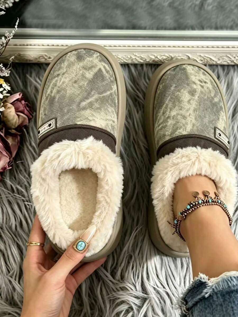 Women's Thermal Lined Warm Thermal Slippers For Home And Outdoor Wear, Autumn/Winter