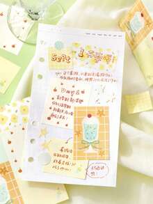 Patchwork Sticky Notes Series Summer Theme Planner Decorative Paper Non-Adhesive Material For Notebooks, Diaries, Planners, Back To School Season, School Opening Season - one-size - View 5
