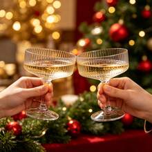 Transparenta räfflade plastmartiniglas | Oknäckbara och återanvändbara kraftiga glas med fot, perfekta för cocktails, margaritas, whisky, bar, fest och bröllop - Multifärgad - Visa 2