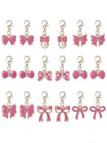 10/20/100pcs Oil Drop Butterfly Metal Pendant DIY Universal Clasp Charm Accessories Bowknot Pendant Bracelet Necklace Earring Decoration - Red - View 11