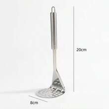 1pieza Machacador de Papas de Acero Inoxidable, Prensa Manual para Puré, Utensilio de Cocina Resistente con Mango Cómodo, Ideal para Papas, Aguacate, Verduras y Alimentos Suaves, Fácil de Usar y Limpiar, Accesorio Práctico para Cocina Mexicana, Perfecto para Preparar Purés, Guarniciones y Recetas Caseras - Plateado - Ver 3
