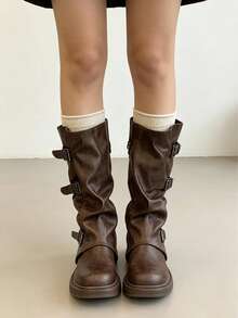 Women Mid-Calf Boots - Brown - View 8
