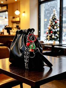 Christmas Snowflake Ball Keychain - Santa Claus, Reindeer And Christmas Tree Pendant With Bell - Small Holiday Gift - Multicolor - View 7
