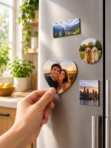 Personalized Photo Fridge Magnet, Customizable Round PVC Photo Frame, Suitable For Family, Couples, Pets, Christmas Decoration, Can Display Your Photos - Multicolor - View 7