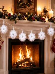 1pc White Artificial Feather Snowflake Christmas Decoration, Christmas Tree Hanging Ornament, Suitable For Christmas Tree Decor, Home Hanging Decor, DIY Crafts, Christmas Tree Hanging Ornament - Multicolor - View 3