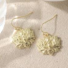 Gold Exquisite Lotus Earrings, Luxury Lotus Long Dangle Earrings, Women's Chinese Style Party Jewelry - Gold - View 4