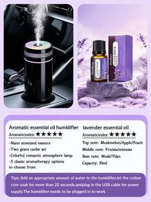 1 Set Black/White Car Humidifier With LED Ambient Light, USB Quiet Aromatherapy Humidifier, Suitable For Essential Oils (5 Fragrance Options), Applicable To Car, Office, Bedroom, Living Room, Study, Plant Room, Car Accessories Decoration, Set Includes 1 Humidifier And 1 Bottle Of Essential Oil, Suitable For All Car Models - A - View 32